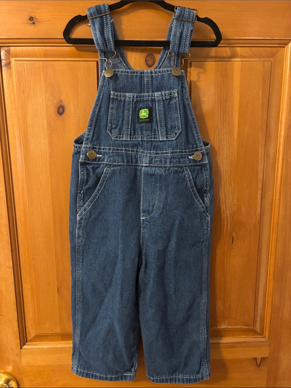 John Deere Blue Denim Kids Overalls with Logo Patch